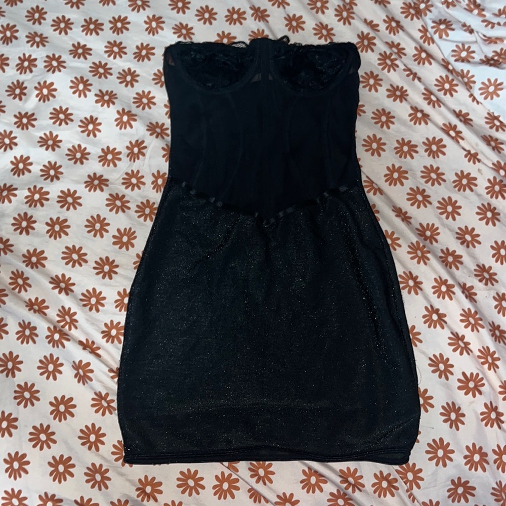 Shein short black strapless dress
